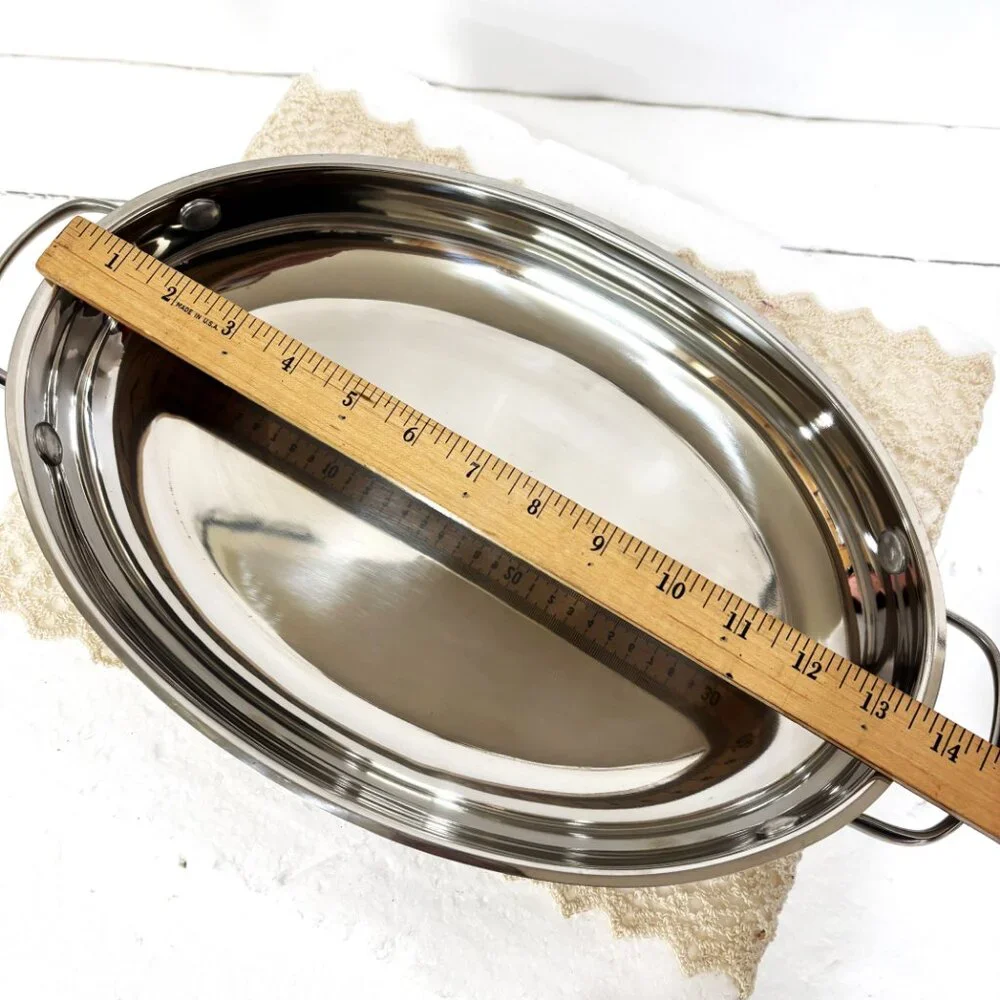 * Wolfgang Puck Bistro Elite Oval Casserole Pan w/Lid Stainless Steel 13” EUC